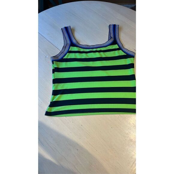 Joseph Ribkoff Striped Sleeveless Poly Jersey Knit Green Blue SZ L (12) - Picture 8 of 9